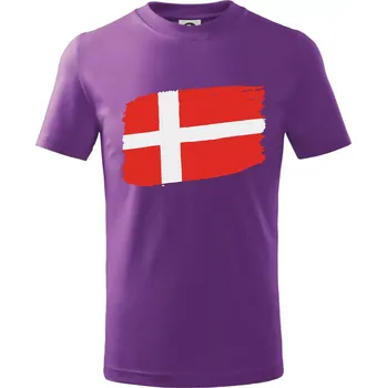 Dánsko vlajka - Tričko dětské bavlněné - 104-110cm / 3-4 roky ( Fialová )