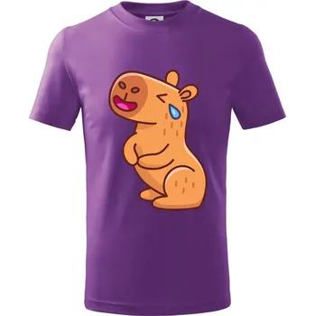 Smutná kapybara - Tričko dětské bavlněné - 122 cm/6 let ( Fialová )