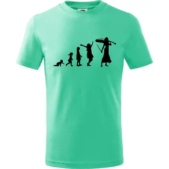Chlapecké tričko Evoluce cellistka - Tričko dětské bavlněné - 98 cm / 2 roky ( Mátová )