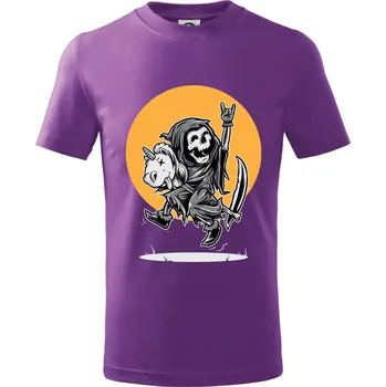 Jednorozeč vs. smrtka - Tričko dětské bavlněné - 98 cm / 2 roky ( Fialová )