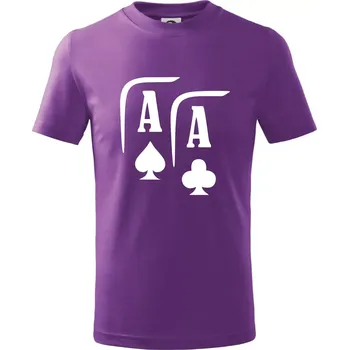 Poker AA - Tričko dětské bavlněné - 134 cm/8 let ( Fialová )