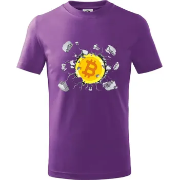 Bitcoin v triku - Tričko dětské bavlněné - 104-110cm / 3-4 roky ( Fialová )