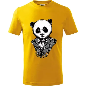 Chlapecké tričko Panda gentleman - Tričko dětské bavlněné - 98 cm / 2 roky ( Žlutá )