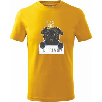 Mops - I rule the world - Tričko dětské bavlněné - 98 cm / 2 roky ( Žlutá )