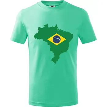 Chlapecké tričko Brazílie vlajka v mapě - Tričko dětské bavlněné - 98 cm / 2 roky ( Mátová )