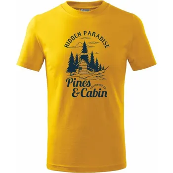 Chlapecké tričko Pines and Cabin - Tričko dětské bavlněné - 158 cm/12 let ( Žlutá )