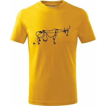 Chlapecké tričko Kráva kreslená - Tričko dětské bavlněné - 104-110cm / 3-4 roky ( Žlutá )
