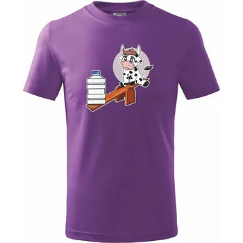 Kravka na houpačce - Tričko dětské bavlněné - 98 cm / 2 roky ( Fialová )