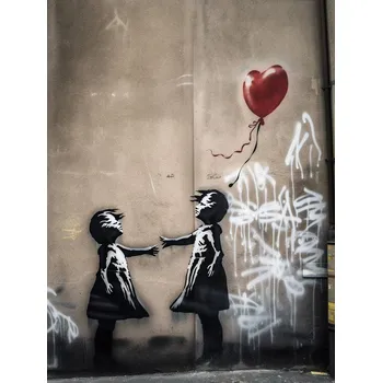 Plakát Plakát, Obraz - Two girls and a Balloon , Banksy style