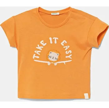 Dětská móda Dětské bavlněné tričko United Colors of Benetton 3096A106D.W.Seasonal oranžová 22X, vel. 62