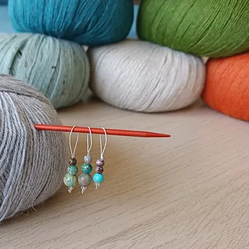 Jehlice Doplňky pro pletení NožkyDoPonožky Sada značkovačů Jaspis imperial tyrkysový