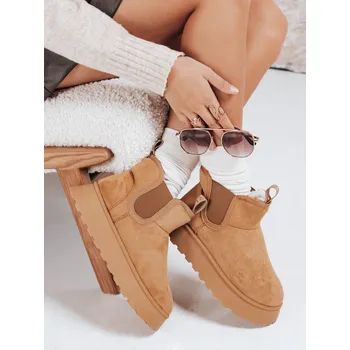 Dámská zimní obuv Dstreet dámské sněhule na platformě semišové ZY1182 Barva: Světle Hnědá, Velikost: 38