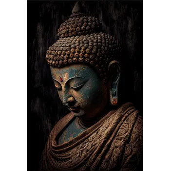 Plakát Plakát, Obraz - Portrait of a bronze Buddha