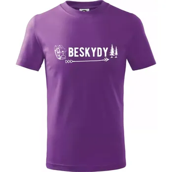 Beskydy nápis - Tričko dětské bavlněné - 134 cm/8 let ( Fialová )