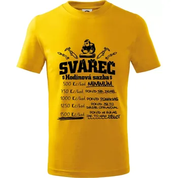 Chlapecké tričko Svářeč - hodinová sazba - Tričko dětské bavlněné - 146 cm/10 let ( Žlutá )