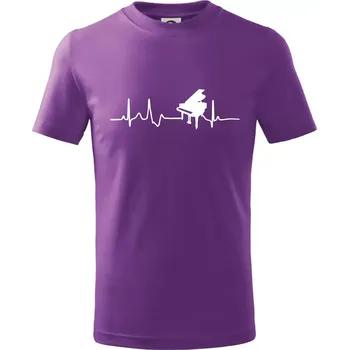 Piano ekg - křídlo - Tričko dětské bavlněné - 104-110cm / 3-4 roky ( Fialová )