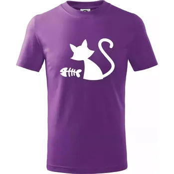 Ryba vs kočka - Tričko dětské bavlněné - 104-110cm / 3-4 roky ( Fialová )