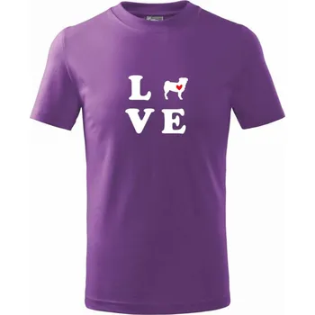 Mops love - Tričko dětské bavlněné - 146 cm/10 let ( Fialová )