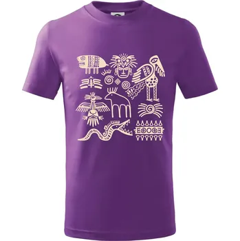 Indiánské znaky - Tričko dětské bavlněné - 122 cm/6 let ( Fialová )