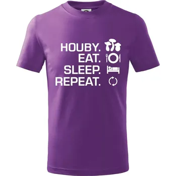 Houby Eat Sleep Repeat - Tričko dětské bavlněné - 122 cm/6 let ( Fialová )
