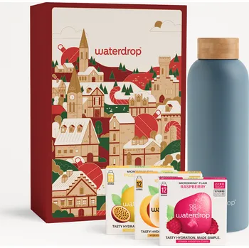 Instantní nápoj Waterdrop Vánoční Dárkový Set s Termo Nerezovou Lahví vánoční dárkový box / tyrkysová matná