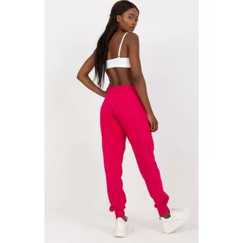 Fuchsiové teplákové kalhoty basic s vysokým pasem