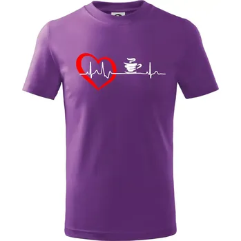 Moje srdce bije pro kávu - Tričko dětské bavlněné - 122 cm/6 let ( Fialová )