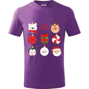 Vánoční koule - Tričko dětské bavlněné - 98 cm / 2 roky ( Fialová )