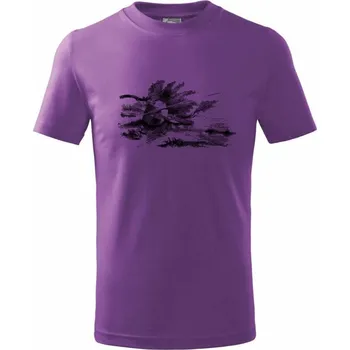 Chlapecké tričko Kreslený prut opřený o kámen - Tričko dětské bavlněné - 98 cm / 2 roky ( Fialová )