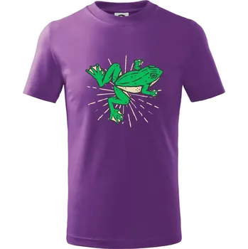 Žába zelená kreslená - Tričko dětské bavlněné - 146 cm/10 let ( Fialová )
