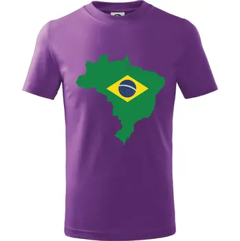Brazílie vlajka v mapě - Tričko dětské bavlněné - 134 cm/8 let ( Fialová )