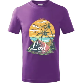 Beach camping get lost somewhere - Tričko dětské bavlněné - 104-110cm / 3-4 roky ( Fialová )