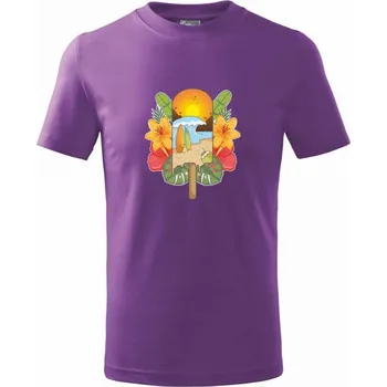 Léto, nanuk, moře, pláž - Tričko dětské bavlněné - 158 cm/12 let ( Fialová )