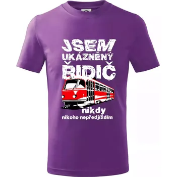 Jsem ukázněný řidič - tramvaj - Tričko dětské bavlněné - 158 cm/12 let ( Fialová )