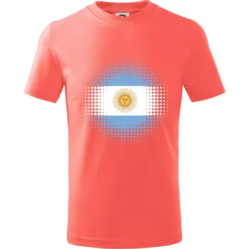 Chlapecké tričko Argentina vlajka tečkovaná - Tričko dětské bavlněné - 122 cm/6 let ( Korálová )