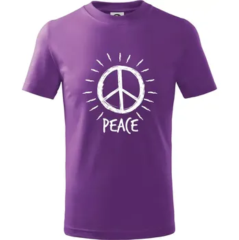 Peace symbol černobílý - Tričko dětské bavlněné - 122 cm/6 let ( Fialová )