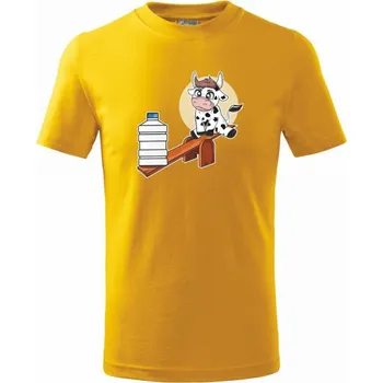 Chlapecké tričko Kravka na houpačce - Tričko dětské bavlněné - 134 cm/8 let ( Žlutá )