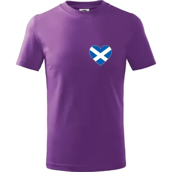 Skotské srdce na prso - Tričko dětské bavlněné - 146 cm/10 let ( Fialová )