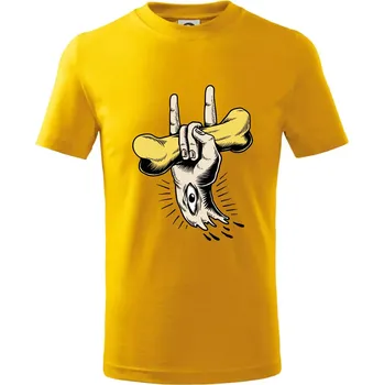 Chlapecké tričko Rocková ruka kost a oko - Tričko dětské bavlněné - 134 cm/8 let ( Žlutá )