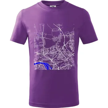 Praha 18200 - Mapa s vodními toky - Tričko dětské bavlněné - 146 cm/10 let ( Fialová )
