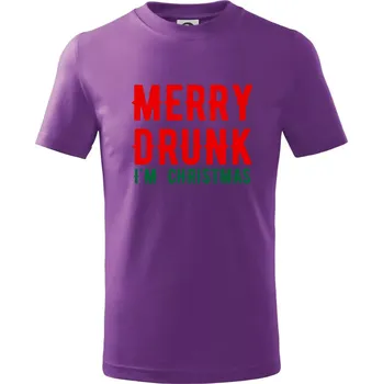 Merry Drunk I'm Christmas - Tričko dětské bavlněné - 98 cm / 2 roky ( Fialová )