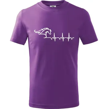 Hlava koně EKG - Tričko dětské bavlněné - 134 cm/8 let ( Fialová )