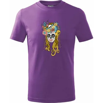 Mexická maska - žena (Pecka design) - Tričko dětské bavlněné - 146 cm/10 let ( Fialová )