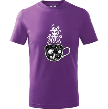 Magic black coffee (Pecka design) - Tričko dětské bavlněné - 158 cm/12 let ( Fialová )