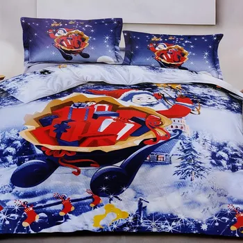 Povlečení 7dílné vánoční povlečení - Santa modré