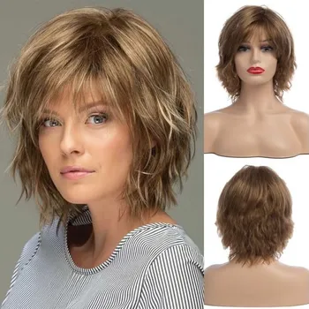 Party dekorace Krátká kudrnatá vlnitá šedá paruka pro ženy přirozeně očekávají alternativní paruku ze syntetických