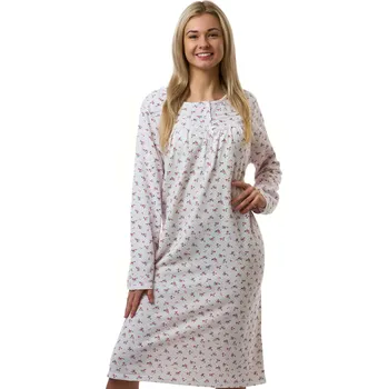 Dámská noční košile Dámská noční košile teplá korálově červené květiny i puntíky pro plnoštíhlé ženy 1TB0153 červená 2xl