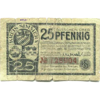 SIMMERN. 25 Pfennig 1919.