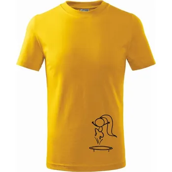 Chlapecké tričko Skákající holčička - Tričko dětské bavlněné - 98 cm / 2 roky ( Žlutá )