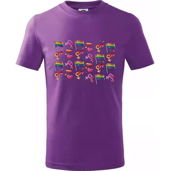 LGBT Vlajky - Tričko dětské bavlněné - 146 cm/10 let ( Fialová )